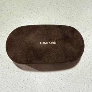 Tom Ford Brown Suede Eyewear Case with Gold Logo
